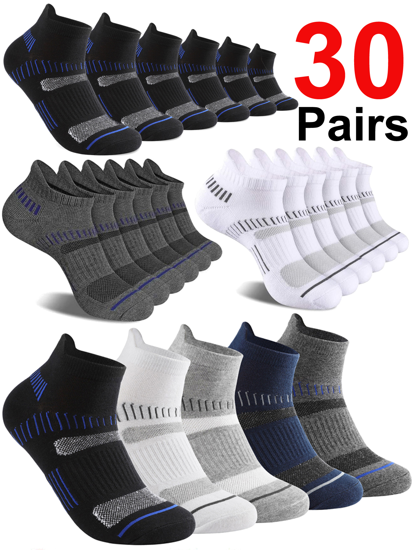 30 Pairs Ankle Socks Men Athle – Ankle Sock Low Cut recenzja i cena