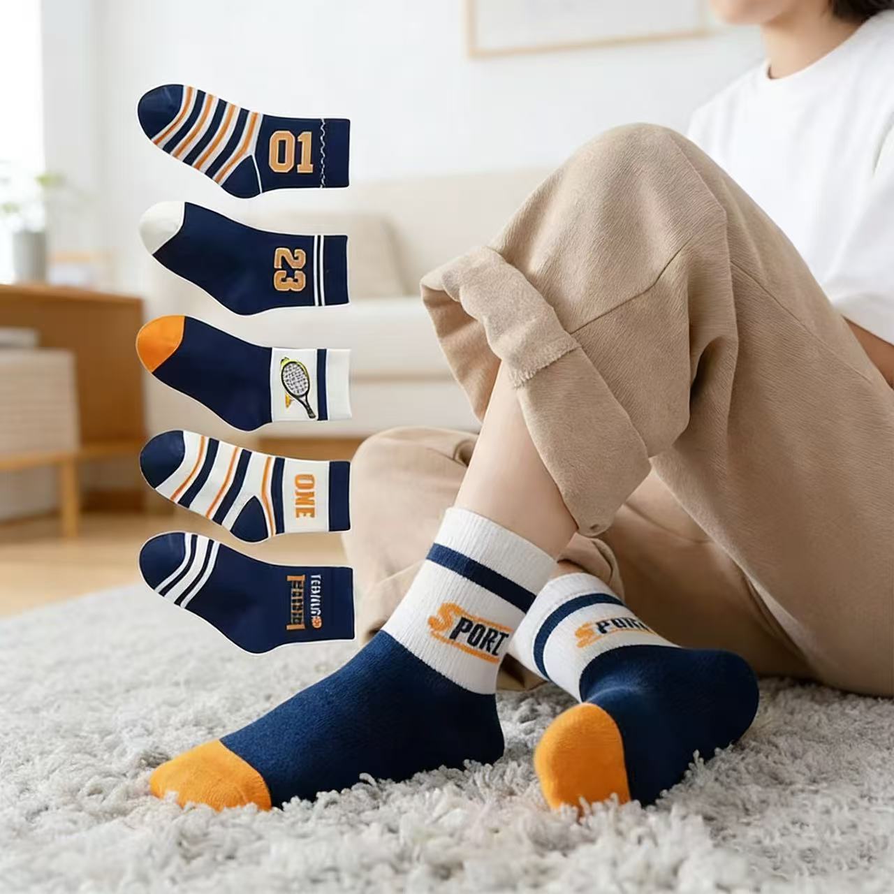 Children's Socks 5-Pack – Boys – Cotton Crew Sock Pack recenzja i cena
