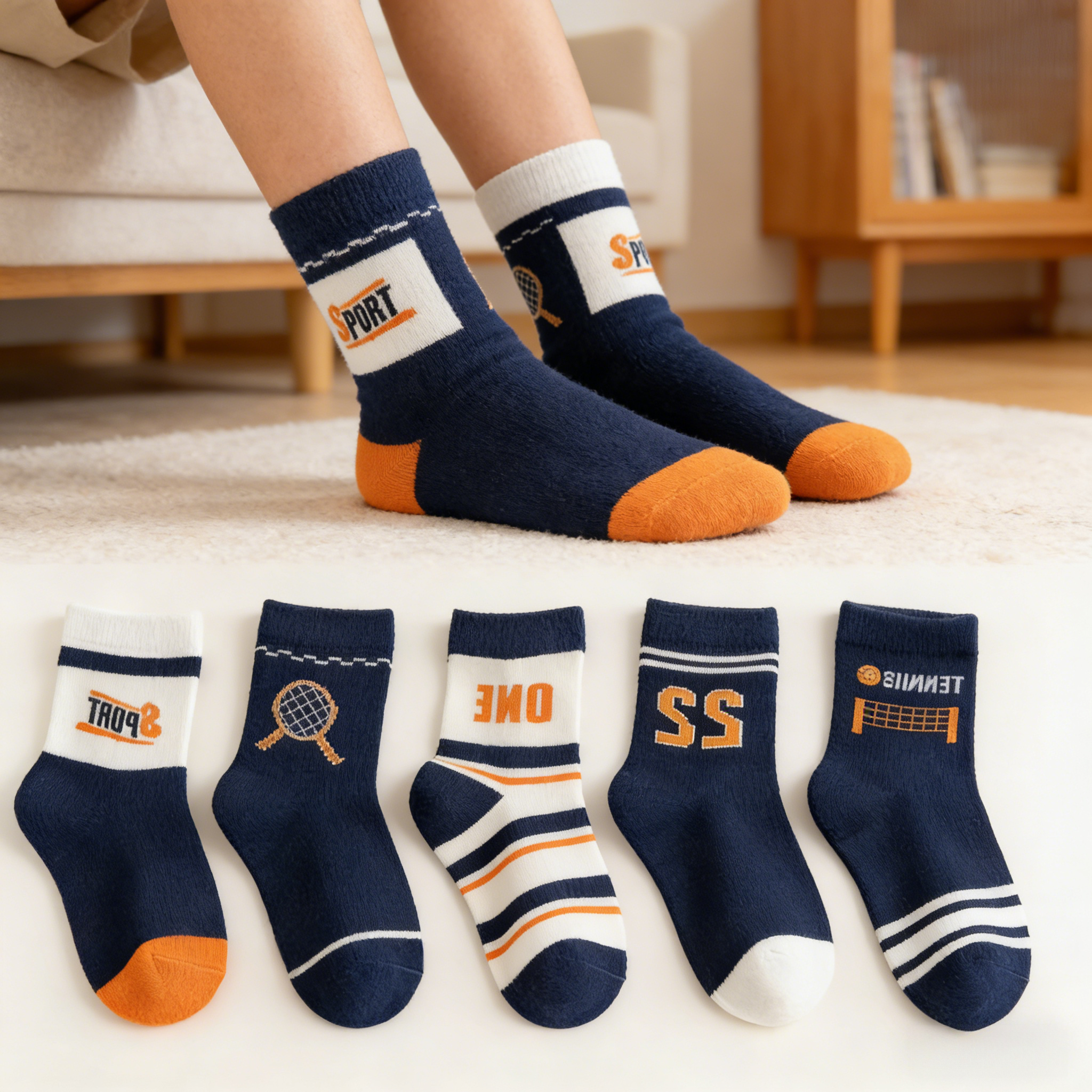 Children's Socks 5-Pack – Boys – Cotton Crew Sock Pack recenzja i cena