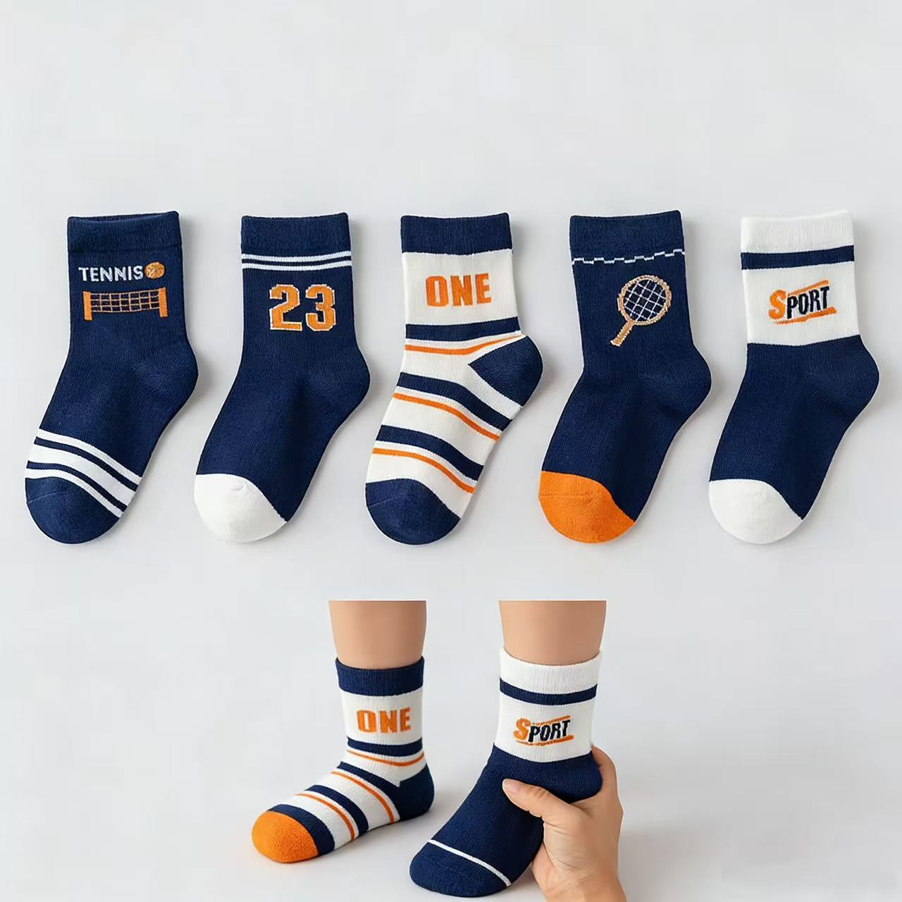Children's Socks 5-Pack – Boys – Cotton Crew Sock Pack recenzja i cena