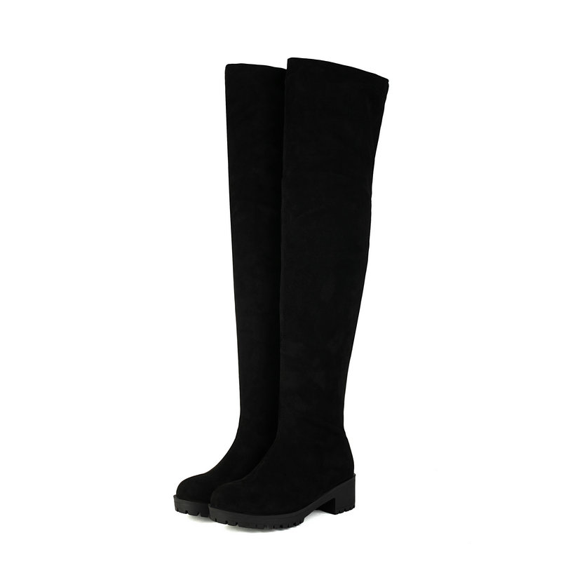 Faux Suede Leather Flock Slip- – Knee High Sock Women recenzja i cena