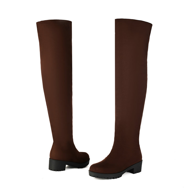 Faux Suede Leather Flock Slip- – Knee High Sock Women recenzja i cena