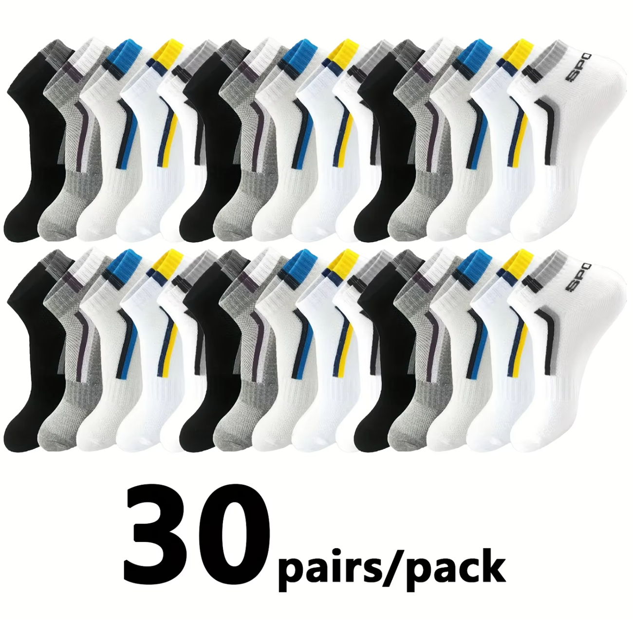 30Pairs Men's Color-block Mesh – Ankle Sock Low Cut recenzja i cena