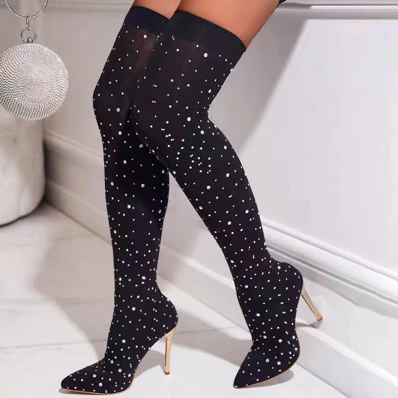 Rhinestone Slim Leg Stretch So – Knee High Sock Women recenzja i cena