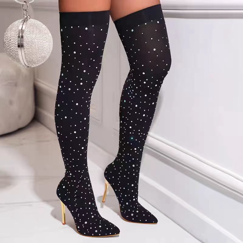 Rhinestone Slim Leg Stretch So – Knee High Sock Women recenzja i cena
