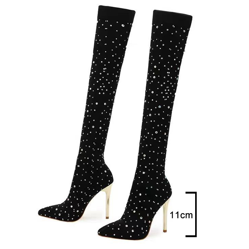 Rhinestone Slim Leg Stretch So – Knee High Sock Women recenzja i cena