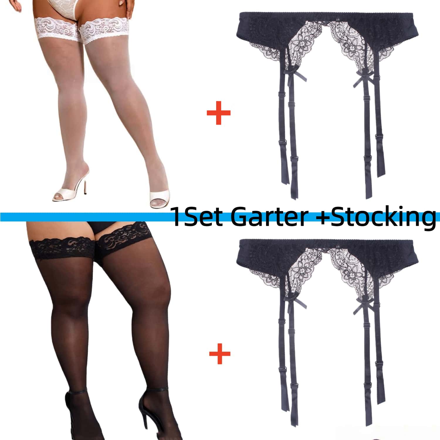 2PCS Women's Suspender Lace St – Tights Pantyhose Sheer recenzja i cena