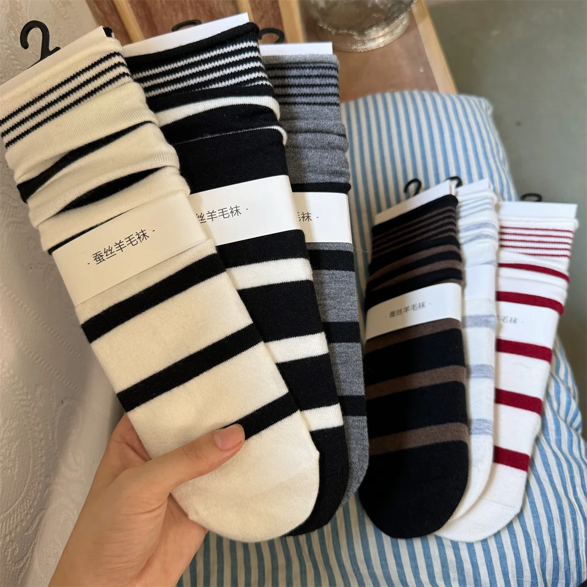 Korean Winter Striped Wool Sil – Silk Sock Bamboo recenzja i cena